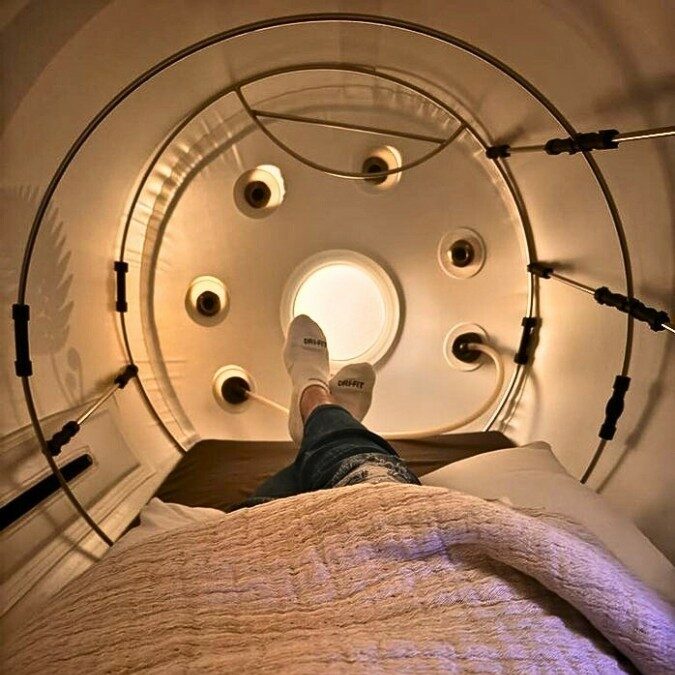 Inside of the Renewal Hyperbarics Retreat XL J-Access HBOT Chamber | Renewal Care Hyperbarics & Wellness in Beaverton, OR